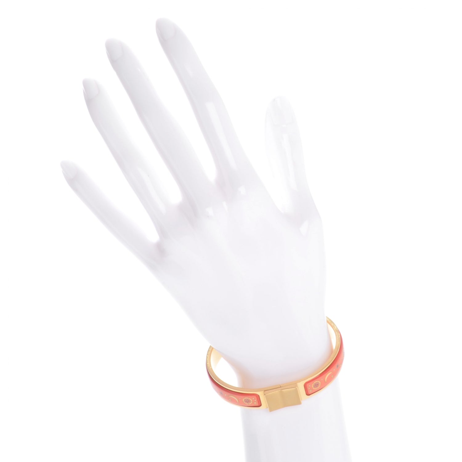 Hermes Enamel Narrow Clic Clac Star Moon Bracelet Orange 2 of 6