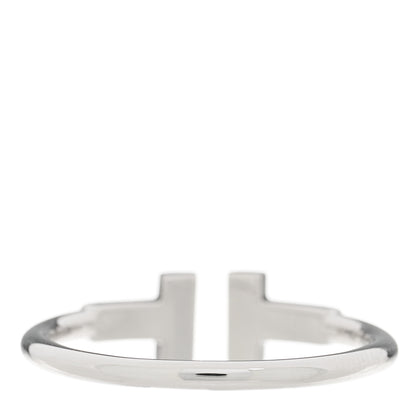 Tiffany 18K White Gold Diamond T Wire Ring 58 8.25 3 of 4