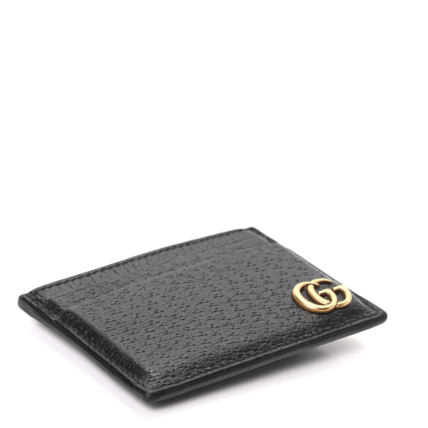 Calfskin Boar Effect GG Marmont Card Holder Money Clip Black