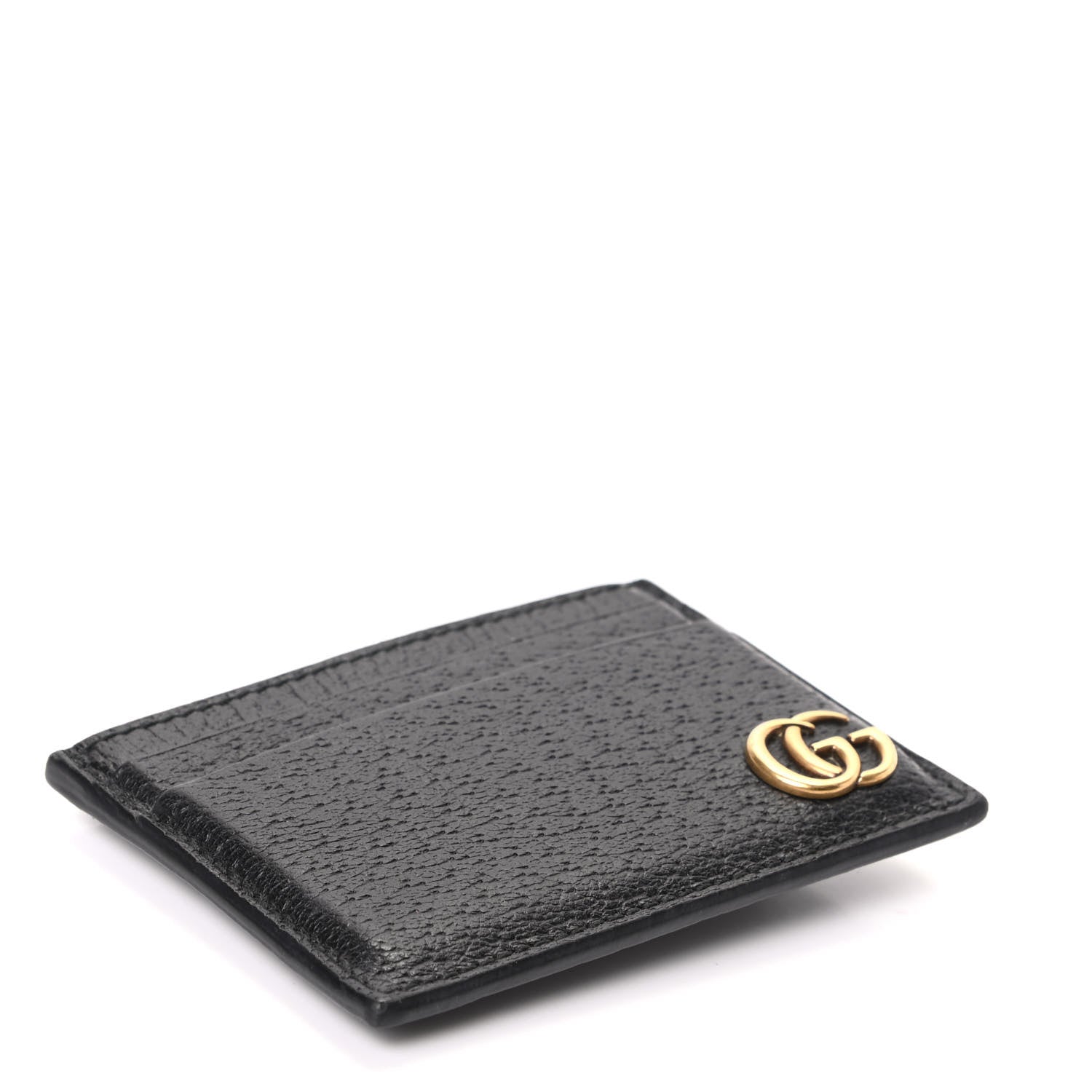 Gucci Calfskin Boar Effect GG Marmont Card Holder Money Clip Black 4 of 6