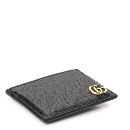 Gucci Calfskin Boar Effect GG Marmont Card Holder Money Clip Black 4 of 6
