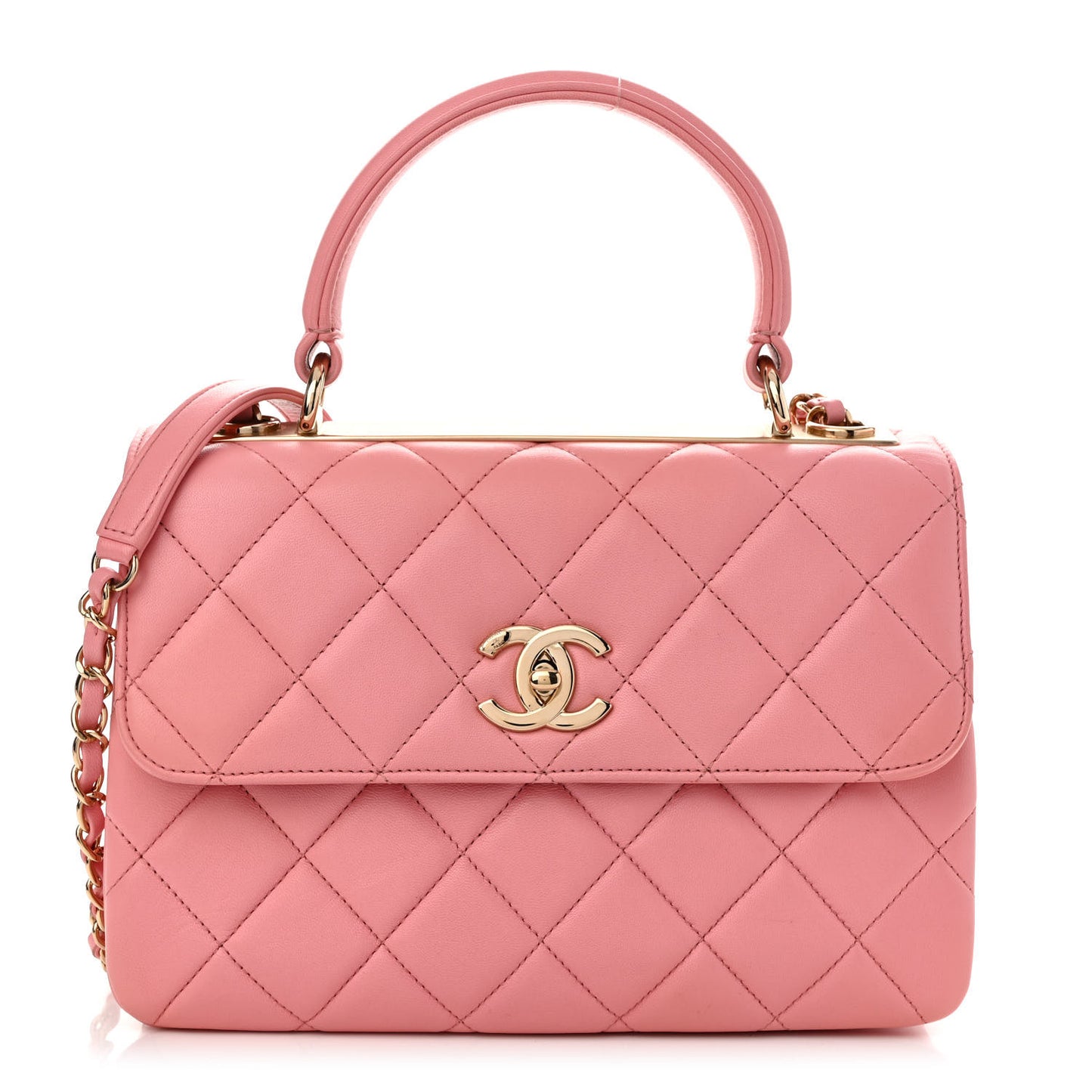 Lambskin Quilted Small Trendy CC Flap Dual Handle Bag Pink