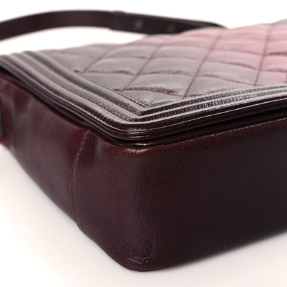 Chanel Goatskin Ombre Faded Quilted New Medium Boy Flap Burgundy 8 of 9