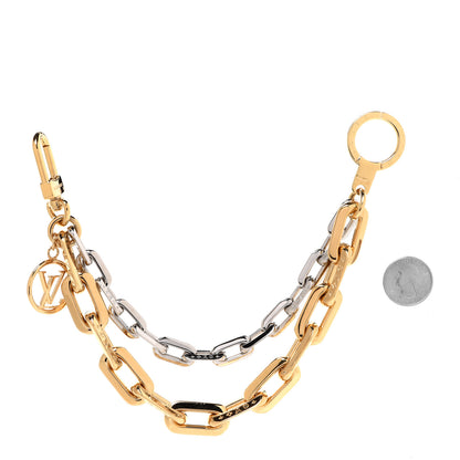 Louis Vuitton Metal LV Edge Chain Bag Charm Silver Gold 2 of 5