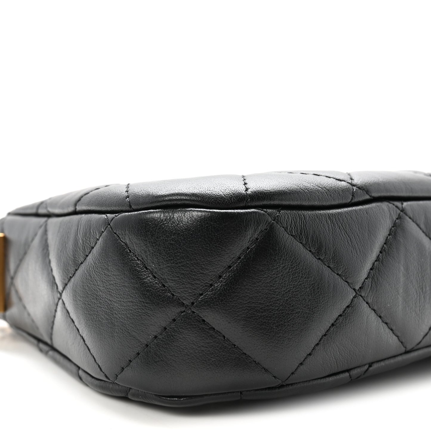 Crumpled Calfskin Quilted Braided CC Small Hobo Black