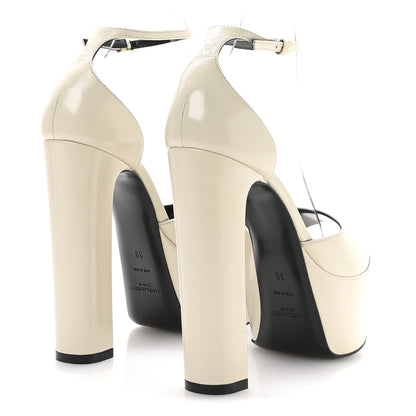 Saint Laurent Lambskin Jodie Platform Sandals 38 Pearl 5 of 9