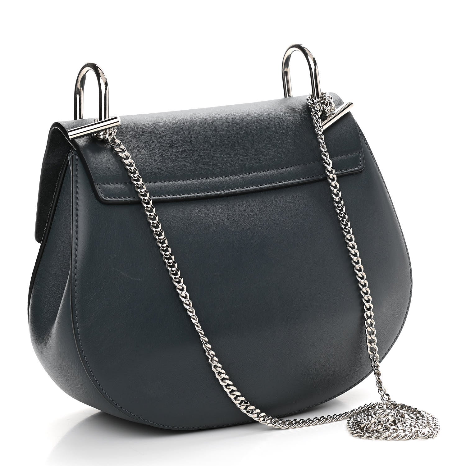 Chloe Suede Smooth Calfskin Mini Drew Shoulder Bag Silver Blue 3 of 12