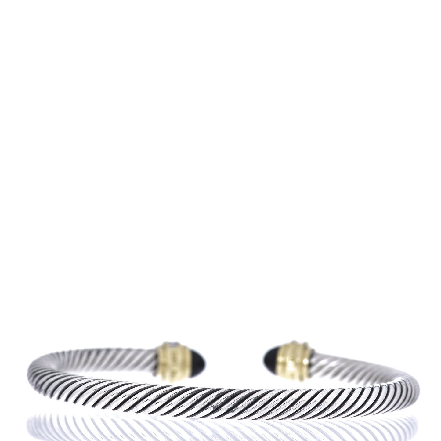 Sterling Silver 18K Yellow Gold Diamond Black Onyx 5mm Cable Classics Bracelet