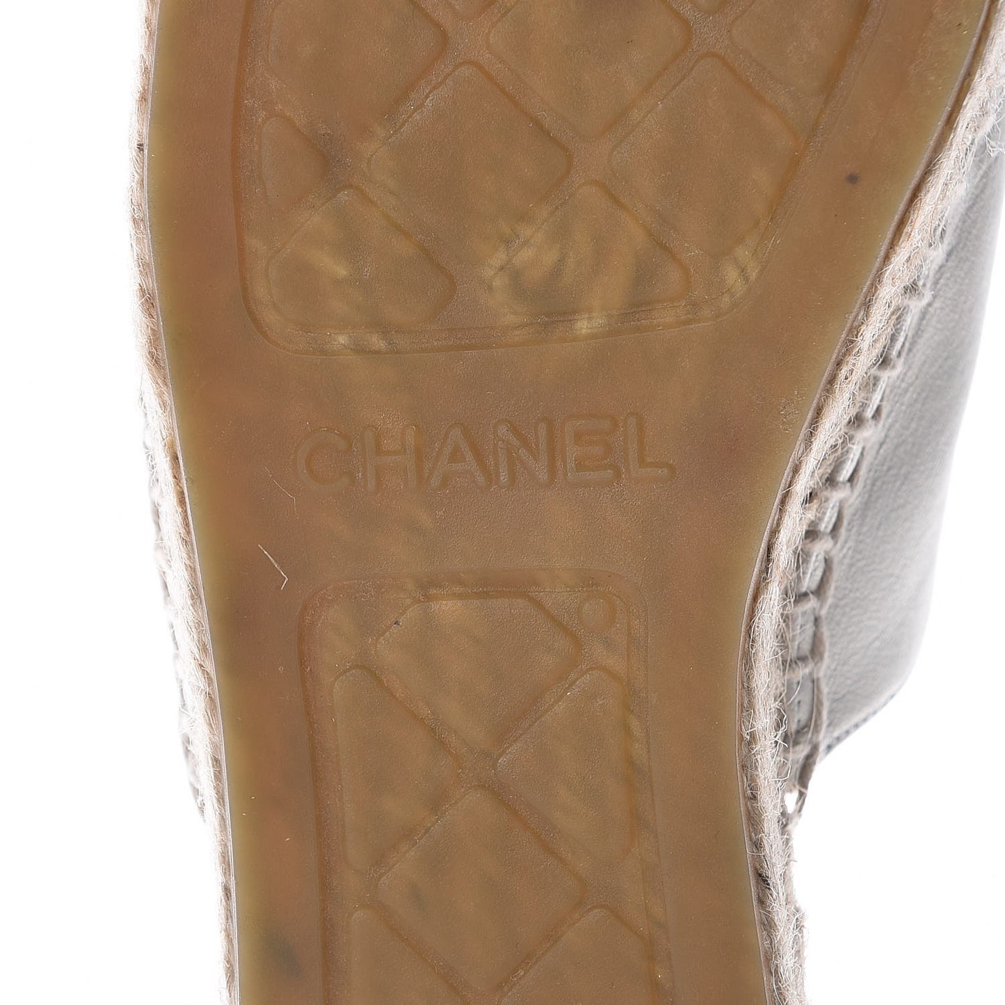 Iridescent Goatskin CC Espadrille Mules 36 Ivory Black