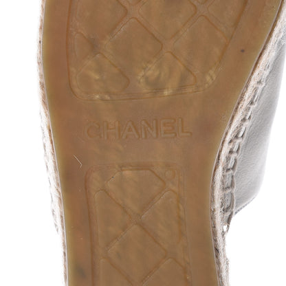 Chanel Iridescent Goatskin CC Espadrille Mules 36 Ivory Black 6 of 8