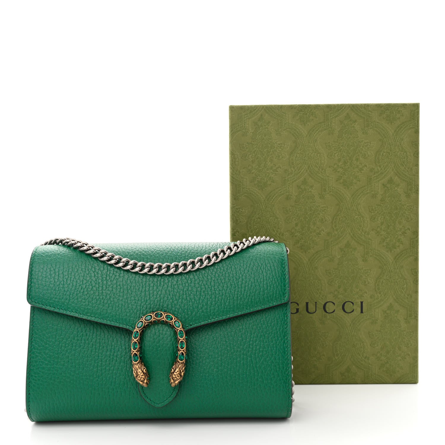 Gucci Calfskin Mini Dionysus Chain Wallet Emerald 11 of 11