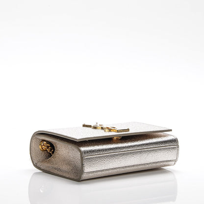 Saint Laurent Metallic Calfskin Small Classic Monogram Kate Satchel Pale Gold 4 of 6