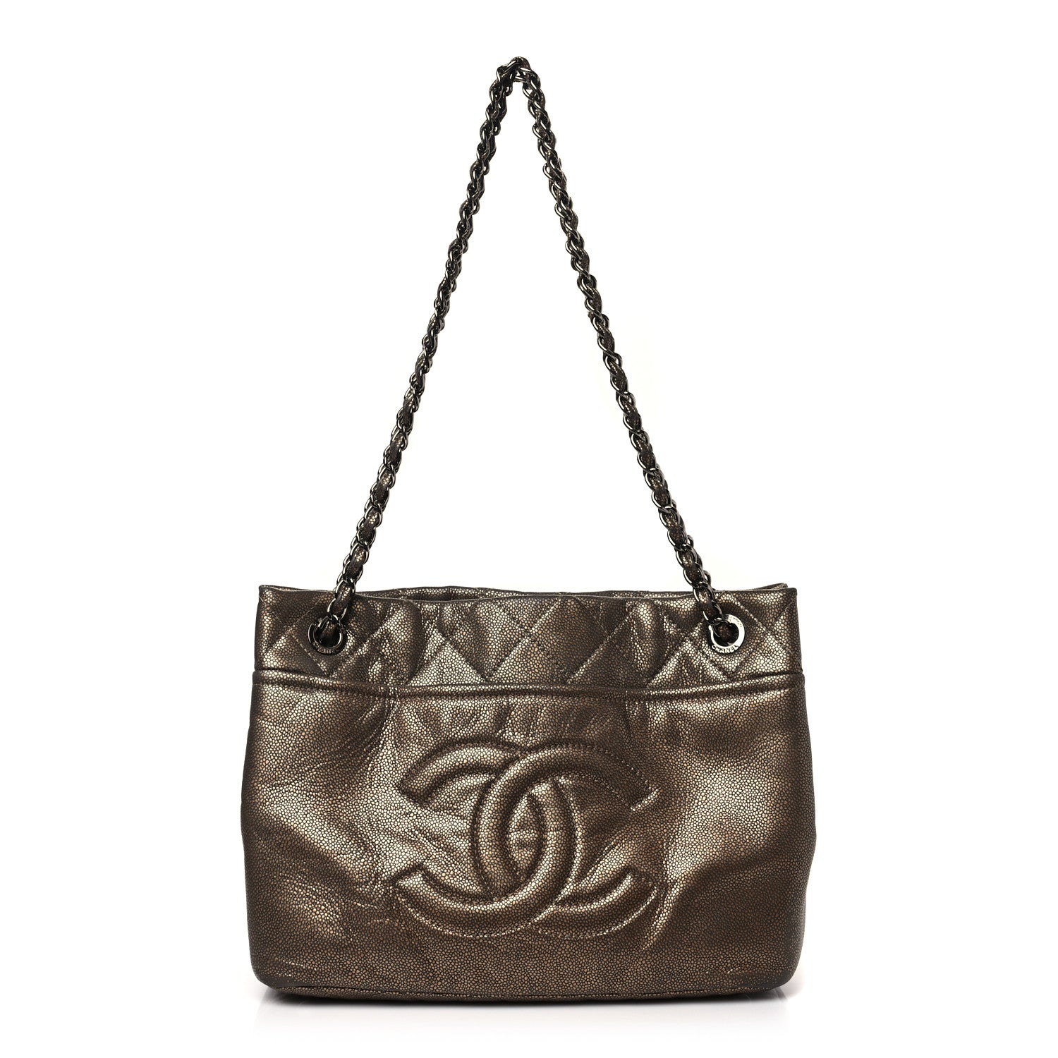 Chanel Metallic Caviar Quilted Large Timeless CC Soft Tote Bronze 1 of 9