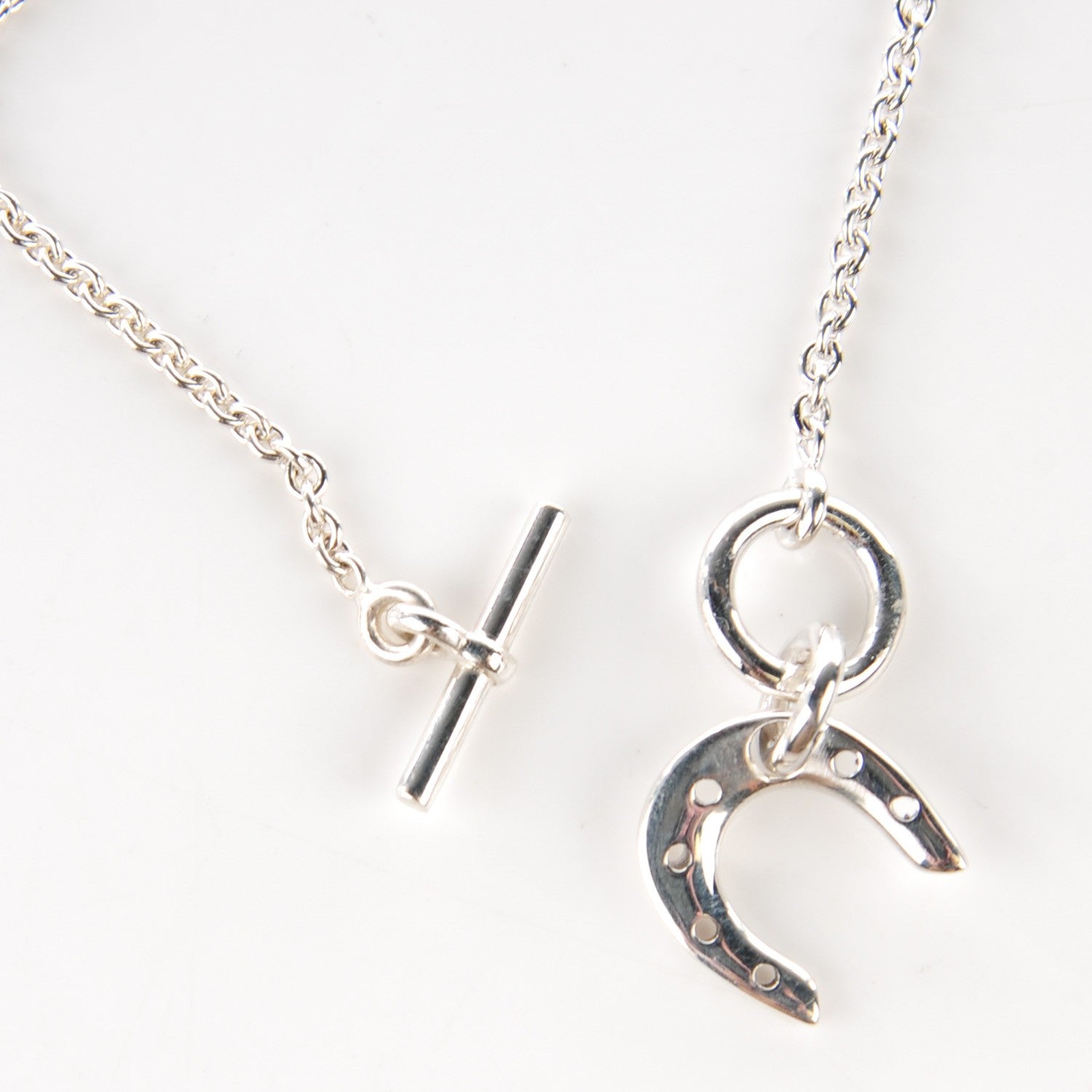 Hermes Sterling Silver Horseshoe Toggle Necklace 4 of 7
