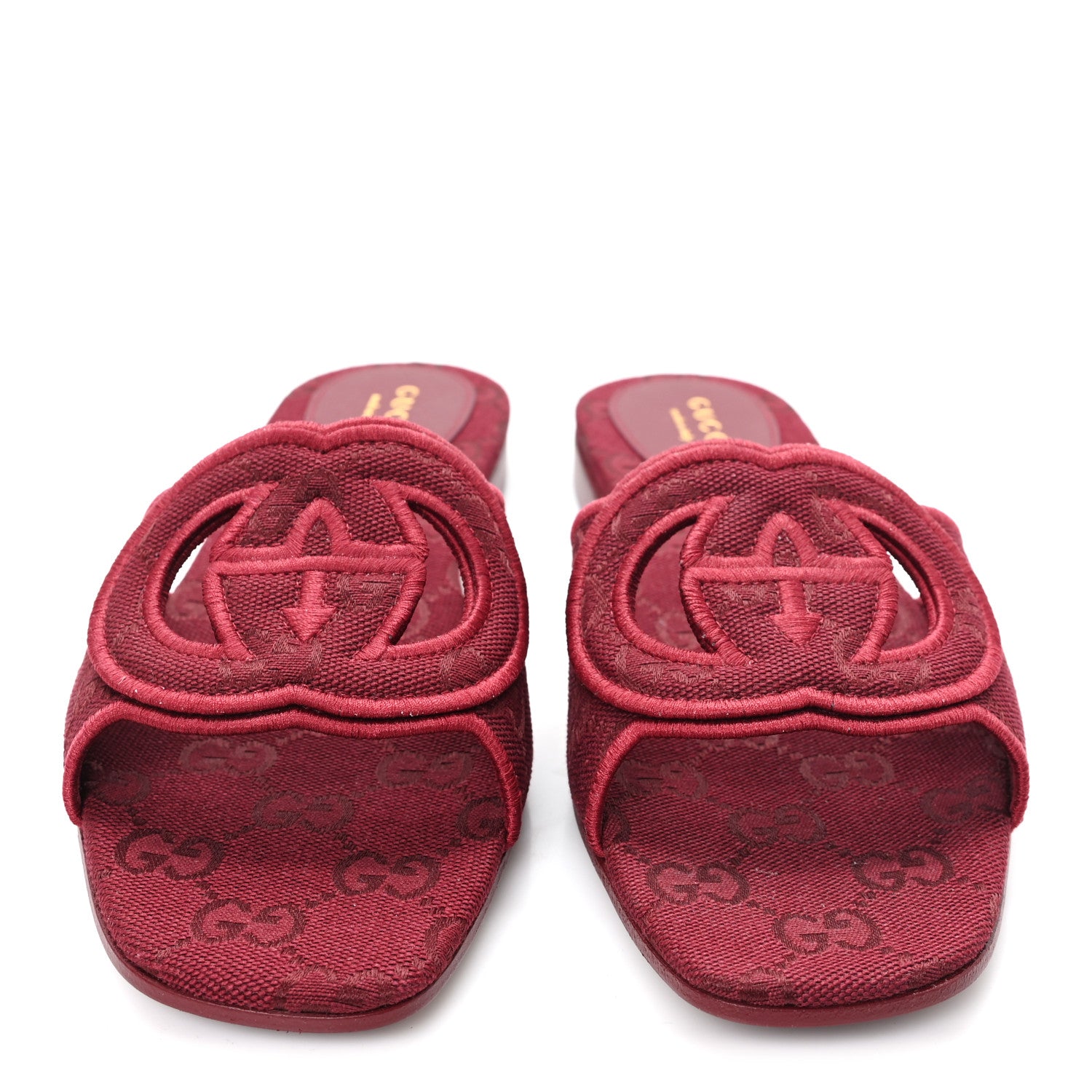 Gucci GG Canvas Interlocking G Cut Out Slide Sandals 37.5 Rosso Ancora 3 of 9