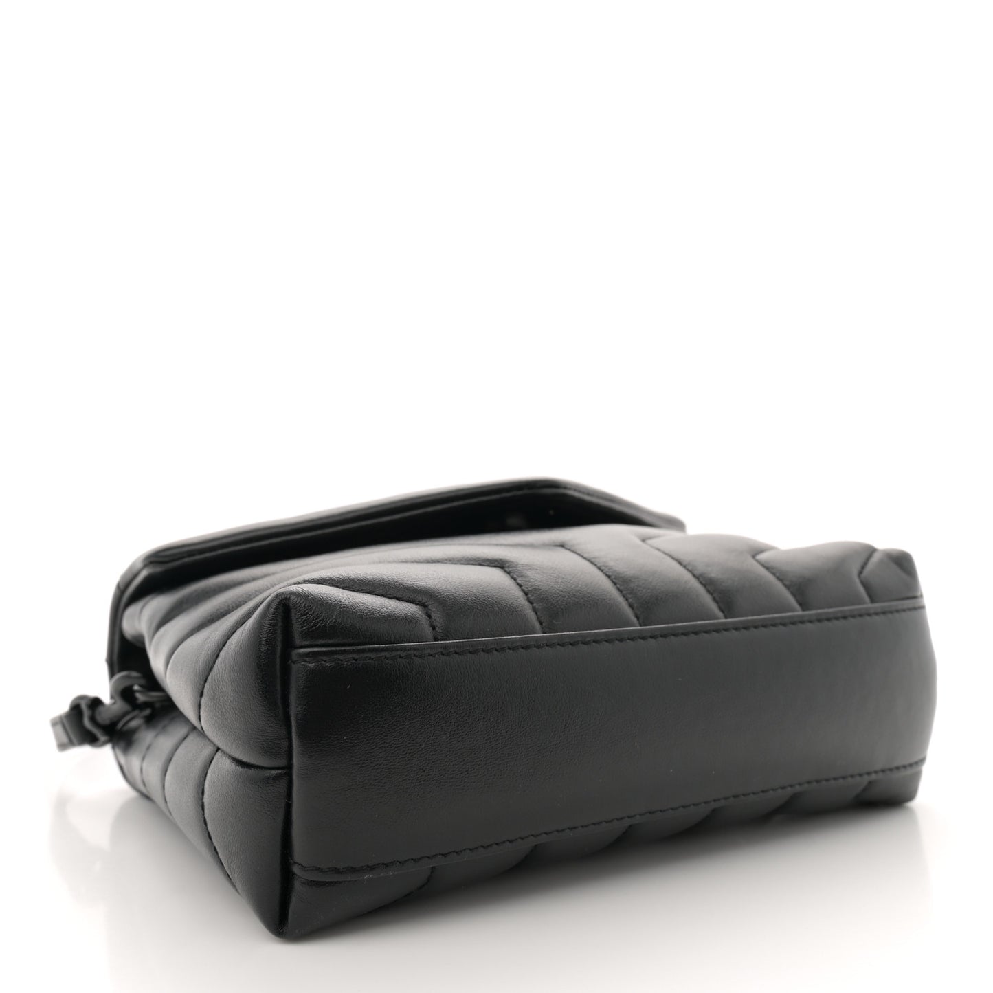 Calfskin Y Quilted Monogram Monochrome Toy Loulou Crossbody Bag Black