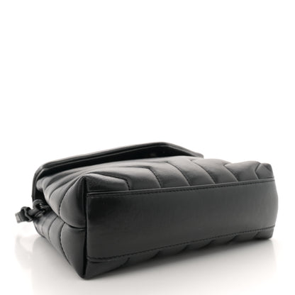 Saint Laurent Calfskin Y Quilted Monogram Monochrome Toy Loulou Crossbody Bag Black 4 of 10