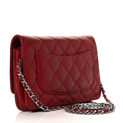 Chanel Lambskin Quilted Wallet On Chain WOC Red 6 of 28