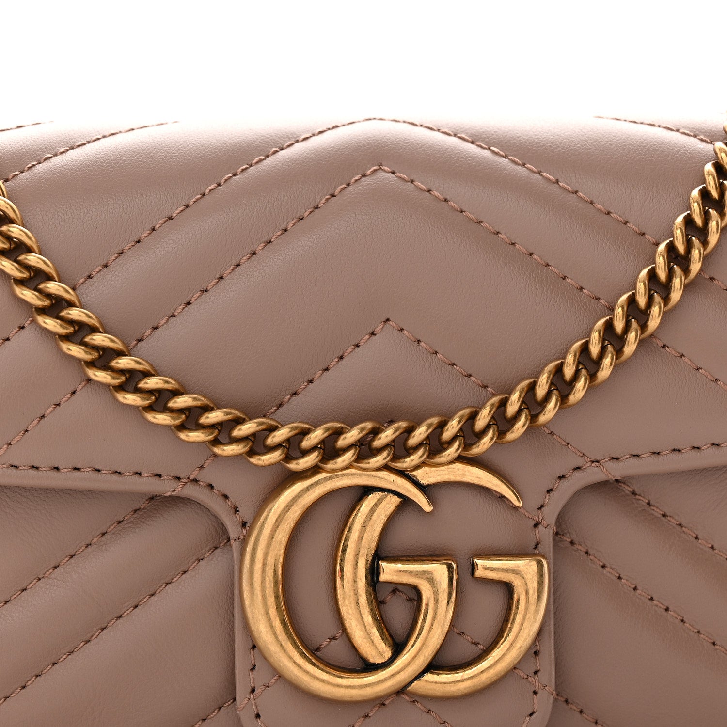 Gucci Calfskin Matelasse Super Mini GG Marmont Shoulder Bag Porcelain Rose 8 of 10
