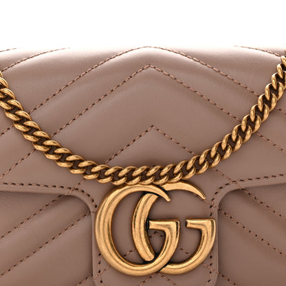 Gucci Calfskin Matelasse Super Mini GG Marmont Shoulder Bag Porcelain Rose 8 of 10