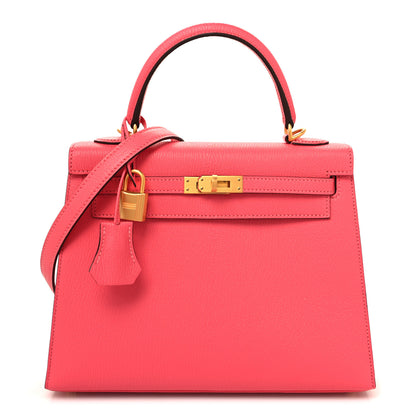 Hermes Chevre Mysore Horseshoe Kelly Sellier 25 Rose Lipstick Gris Perle 1 of 11