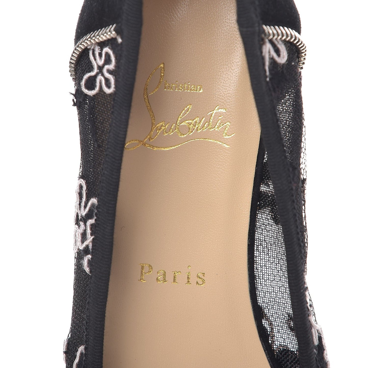 Lace Embroidered Flats 39 Black
