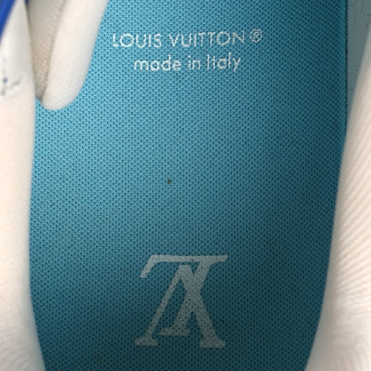 Louis Vuitton Calfskin Embossed Monogram Mens LV Trainer Sneakers 8.5 Blue 9 of 12