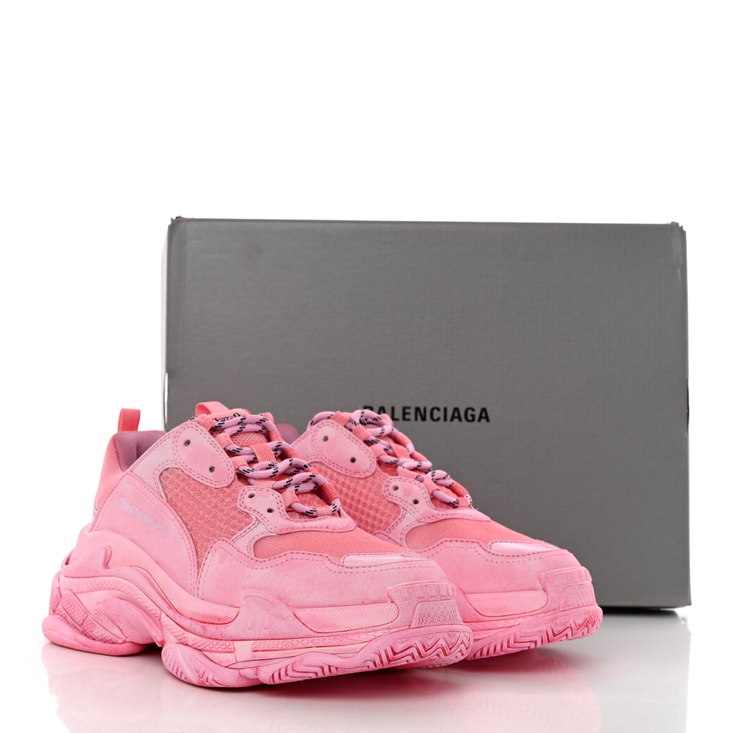 Fabric Mesh Distressed Womens Triple S Sneakers 40 Pink