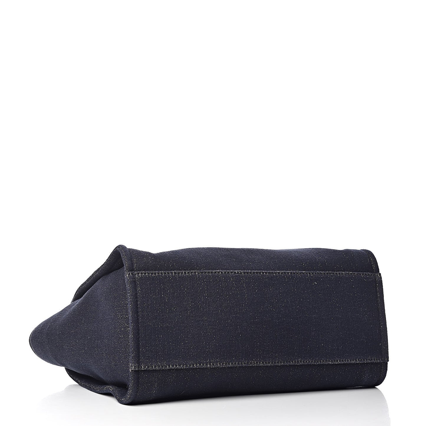 Lurex Canvas Medium Deauville Tote Navy Blue Gold