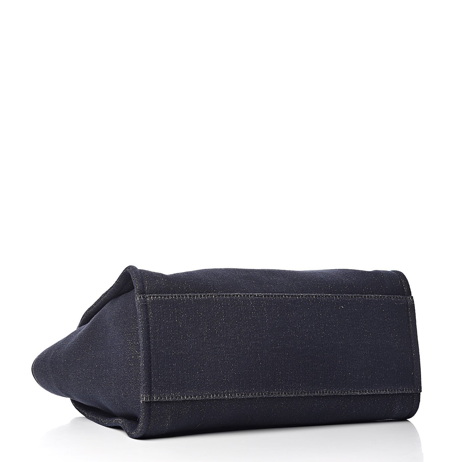 Chanel Lurex Canvas Medium Deauville Tote Navy Blue Gold 4 of 10