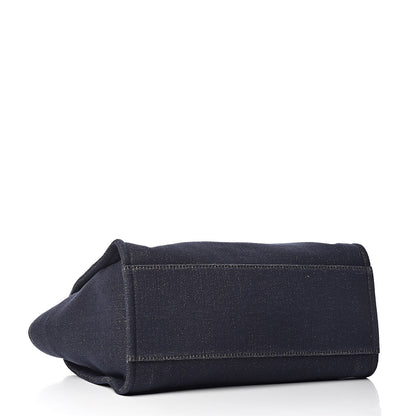 Chanel Lurex Canvas Medium Deauville Tote Navy Blue Gold 4 of 10