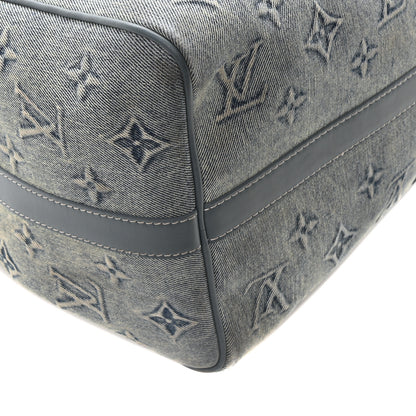 Louis Vuitton Monogram Washed Denim Keepall Bandouliere 50 Blue 8 of 9