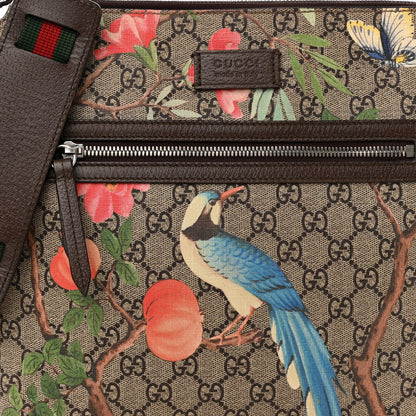 Gucci GG Supreme Monogram Tian Web Medium Flat Messenger Beige Multicolor New Acero 8 of 12