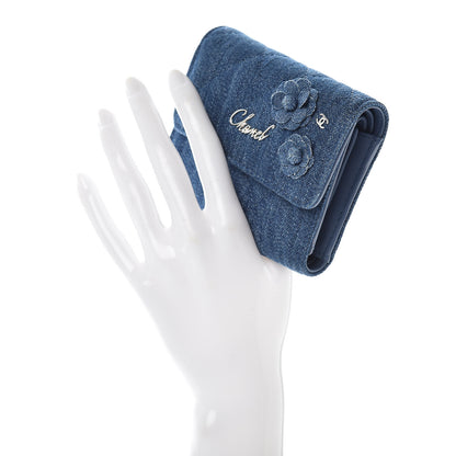 Chanel Denim Quilted Small Camellia Flap Wallet Blue 2 of 11