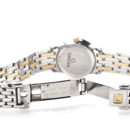 Omega Stainless Steel 18K Yellow Gold Diamond Bezel Mother of Pearl 22mm De Ville Prestige Quartz Watch 4375.75.00 6 of 7