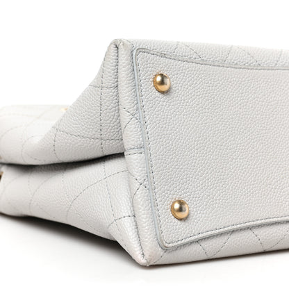 Chanel Caviar Diamond Stitched CC Bucket Drawstring Bag Light Grey 12 of 15