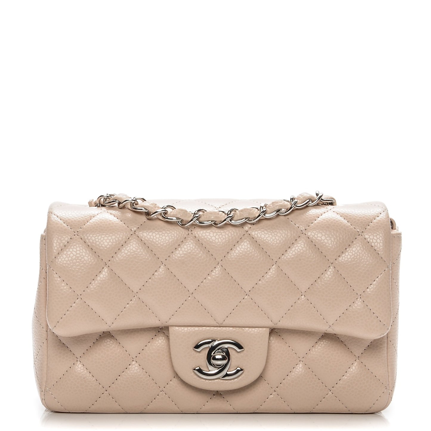 Caviar Quilted Mini Rectangular Flap Light Pink