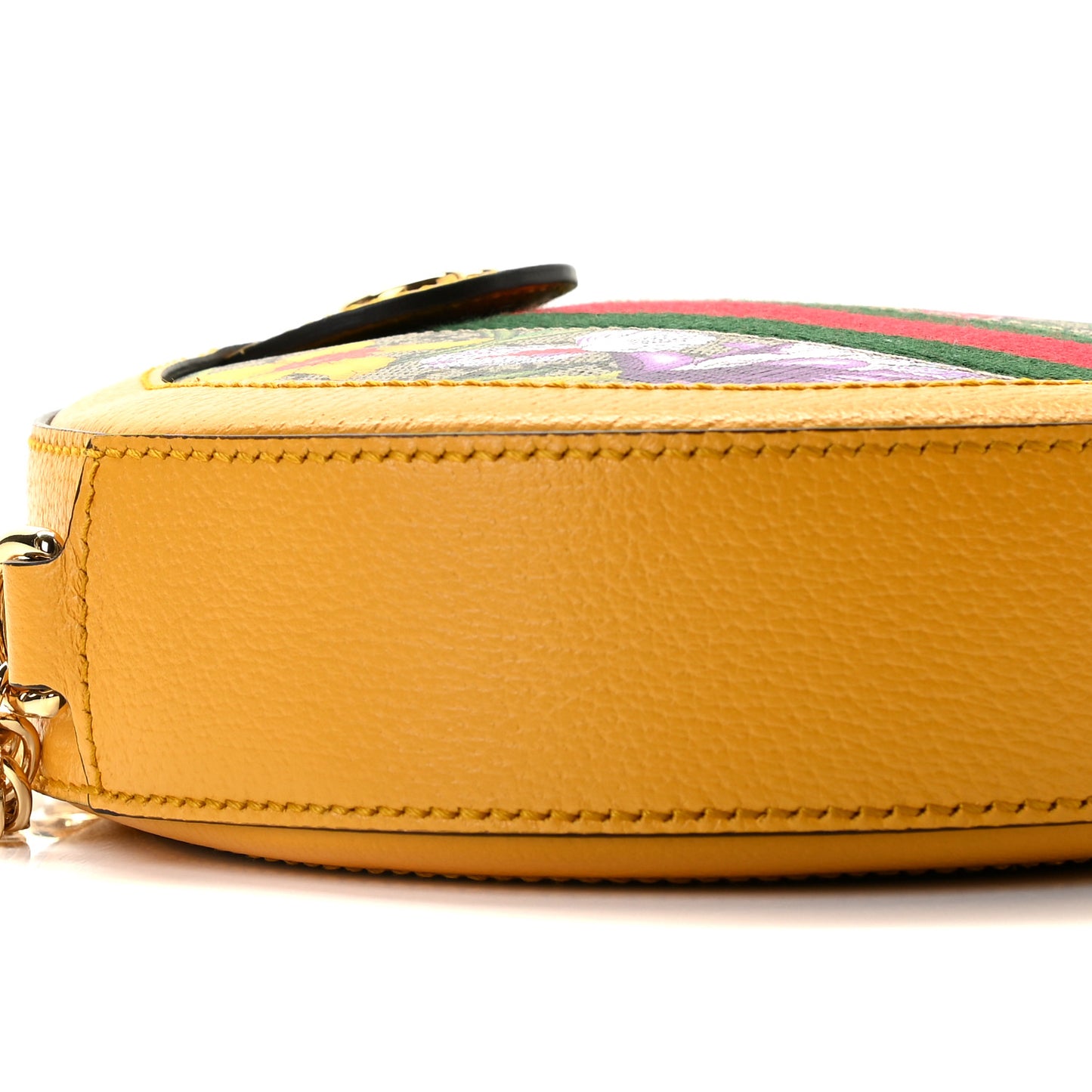 GG Supreme Monogram Flora Web Mini Ophidia Round Shoulder Bag Beige Multicolor Crop