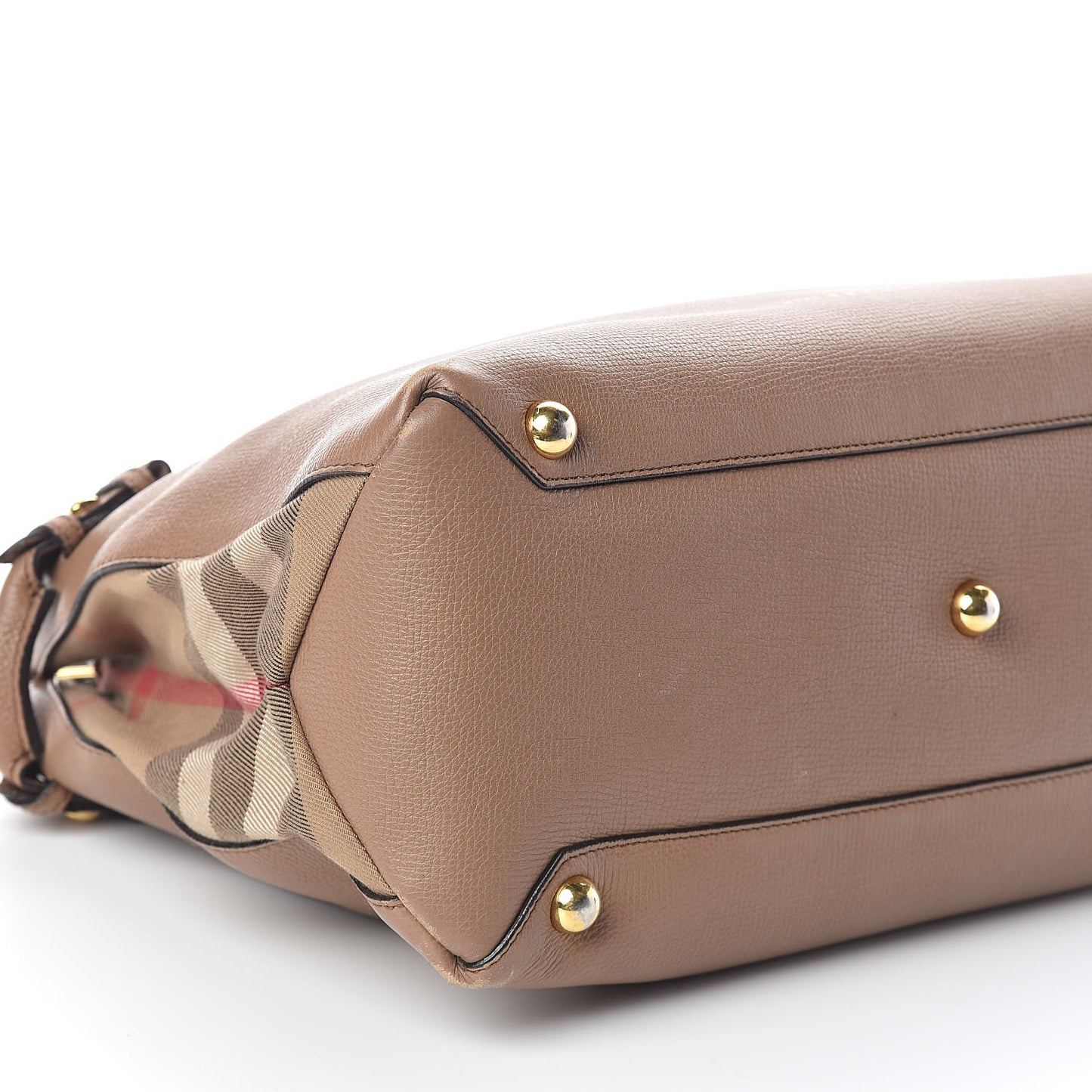 Grainy Calfskin House Check Medium Banner Tote Dark Sand