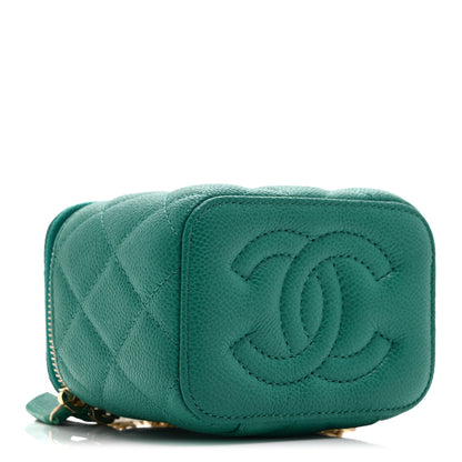 Chanel Caviar Quilted Sweetheart Mini Vanity Case Green 4 of 10