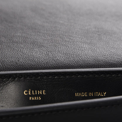 Celine Crocodile Embossed Calfskin Suede Medium Trapeze Black 6 of 7