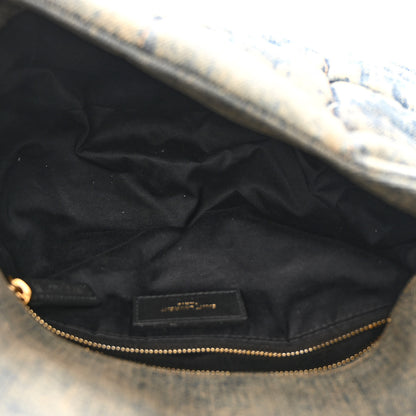 Saint Laurent Denim Quilted Small Loulou Puffer Monogram Chain Satchel Rodeo Blue 9 of 11