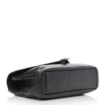 Saint Laurent Calfskin Crocodile Embossed Monogram Large College Satchel Black 4 of 12