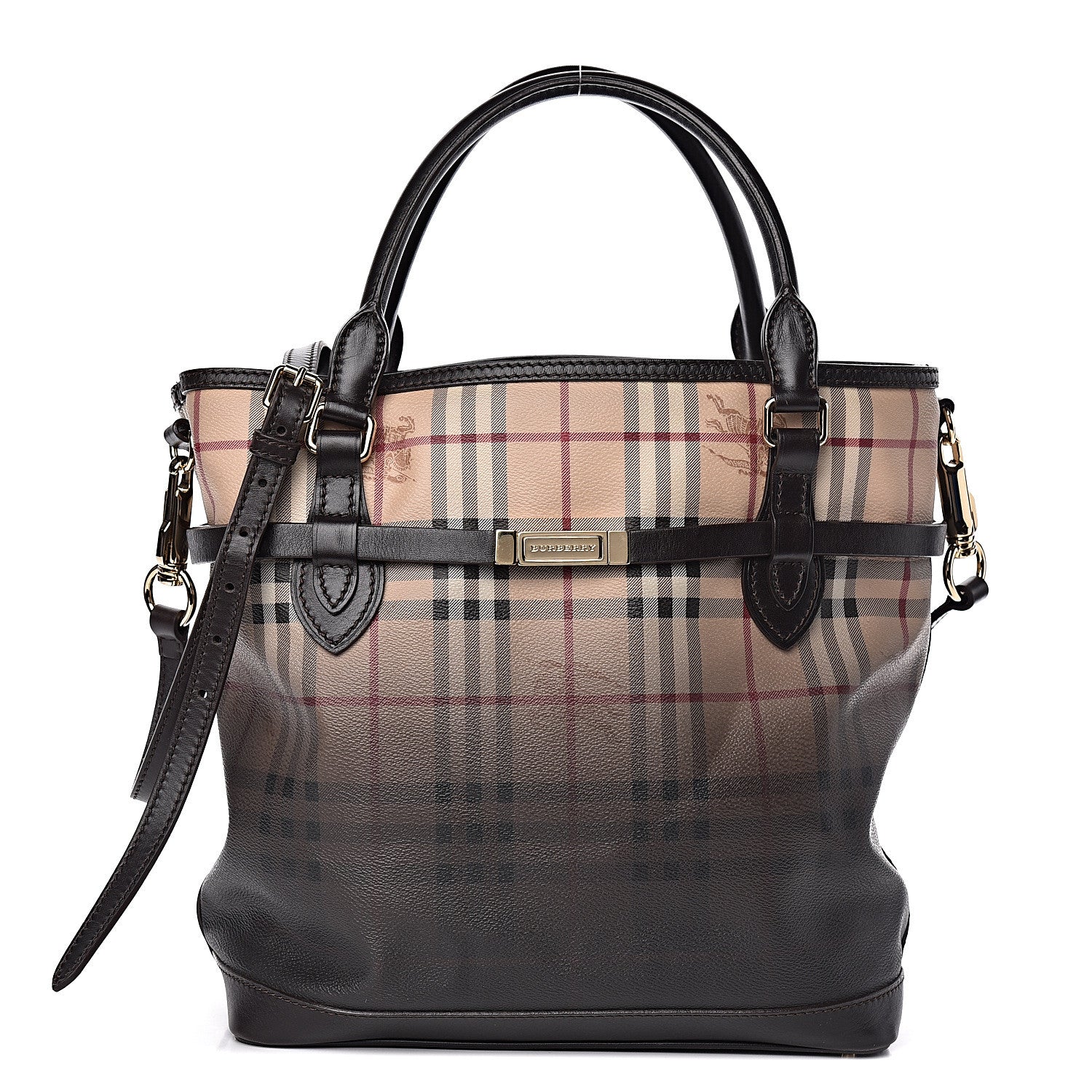 Burberry Haymarket Check Degrade Medium Liberton Portrait Tote Chocolate 1 of 14