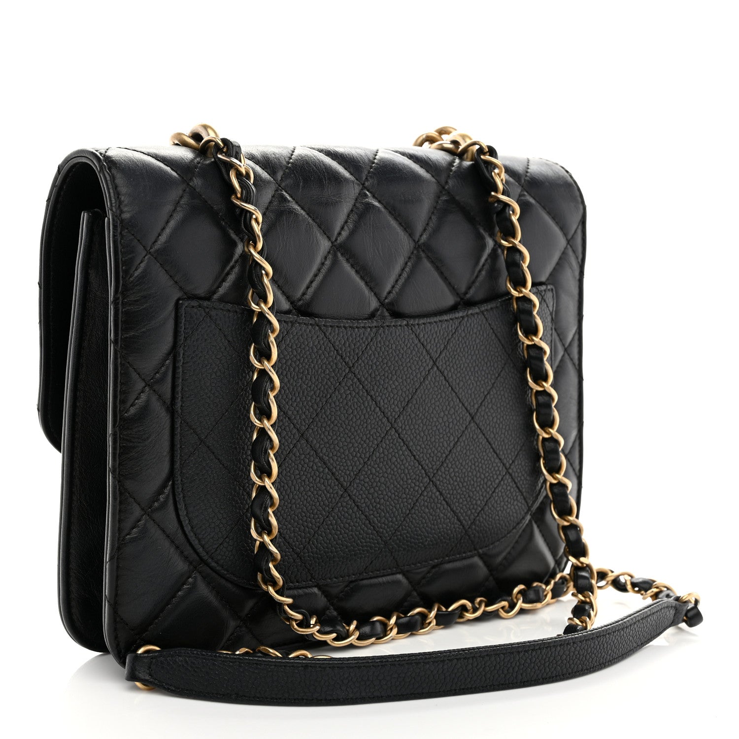 Chanel Calfskin Caviar Quilted Chain Handle Flap Black 3 of 10
