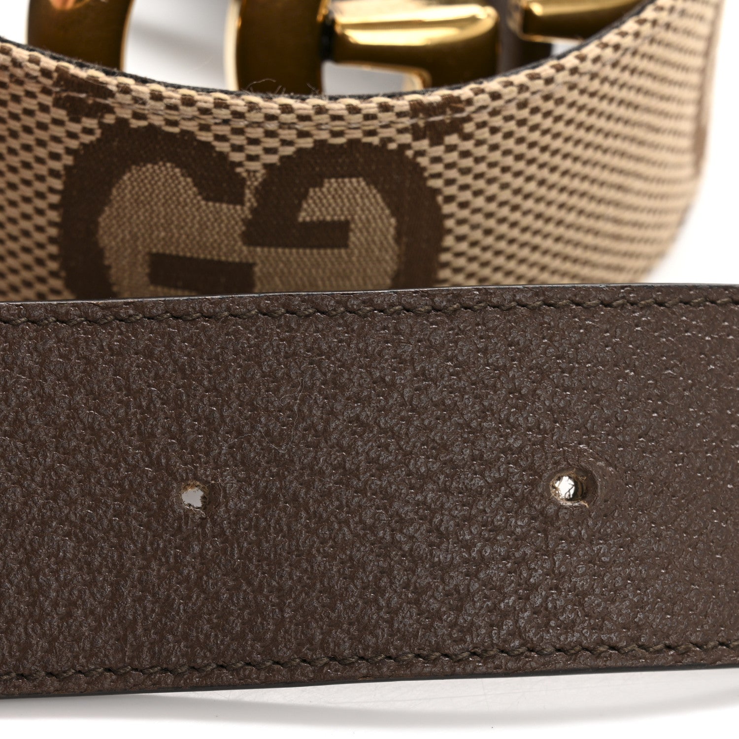 Gucci Monogram Jumbo GG Textured Dollar Calfskin Double G 40mm Belt 75 30 Camel Ebony 6 of 8