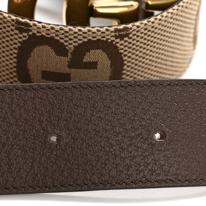 Gucci Monogram Jumbo GG Textured Dollar Calfskin Double G 40mm Belt 75 30 Camel Ebony 6 of 8