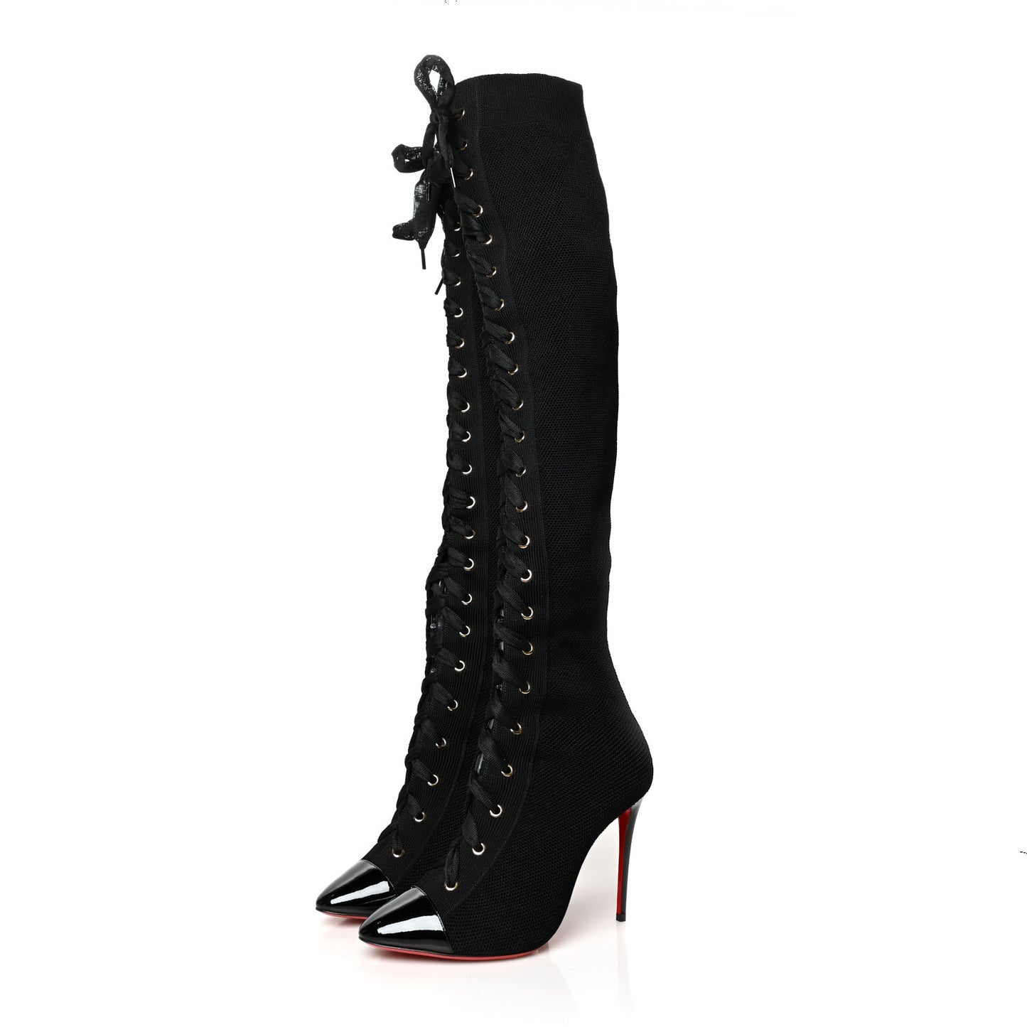Patent Maille Tricot Frenchie 100 Sock Boots 37.5 Black