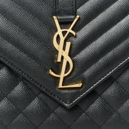 Saint Laurent Grain De Poudre Textured Mixed Matelasse Triquilt Medium Monogram Satchel Black 9 of 11