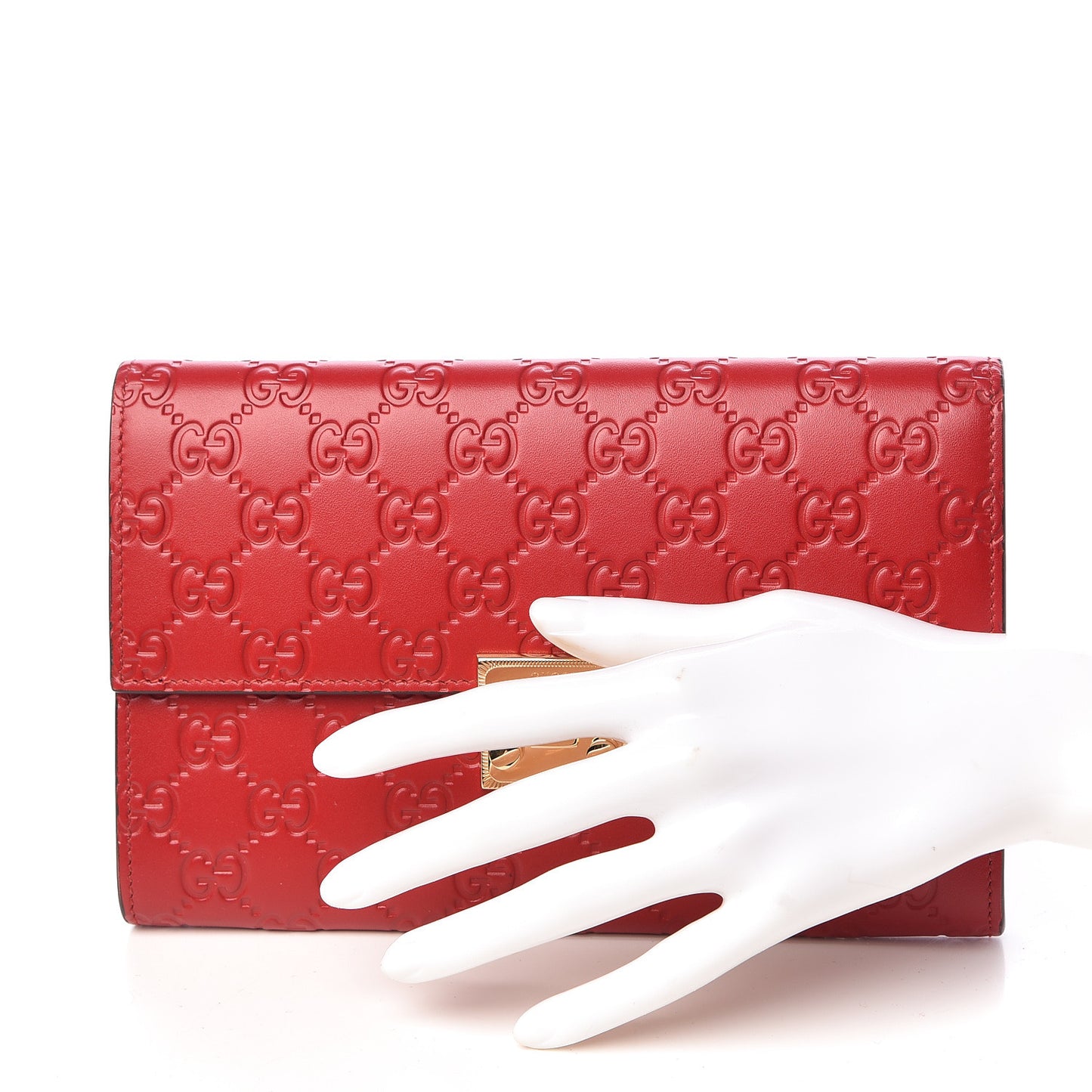 Guccissima Padlock Clutch Hibiscus Red